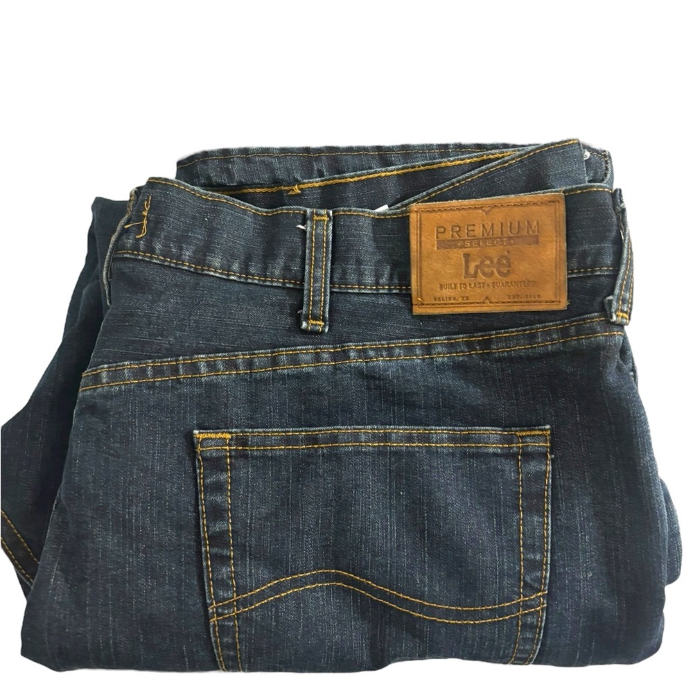 Lee Men's Indigo Cotton blend Straight Fit Relaxed Fleece Lined Jeans 42x30